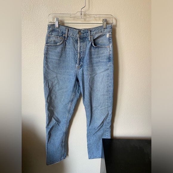 Agolde Women’s Riley High Rise Straight Jeans Cropped Button Fly Size 25 - Picture 2 of 8